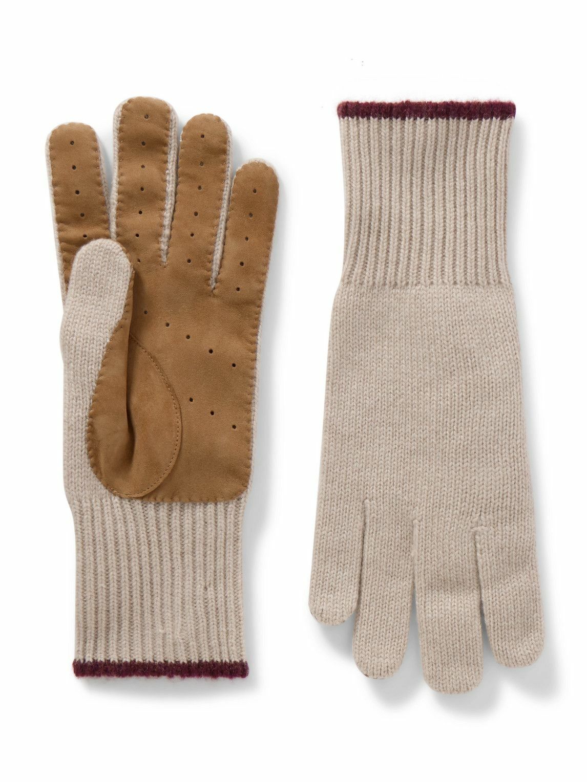 Brunello Cucinelli - Ribbed Cashmere Gloves - Neutrals