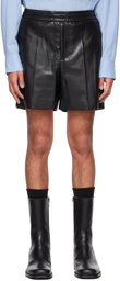 System Black Faux-Leather Shorts