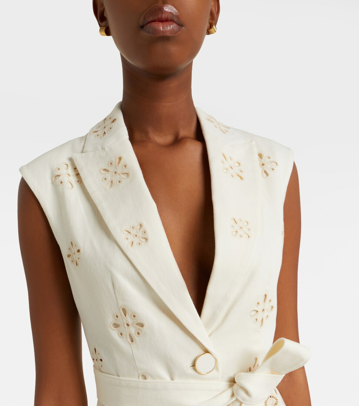 Veronica Beard Townes eyelet cotton twill vest