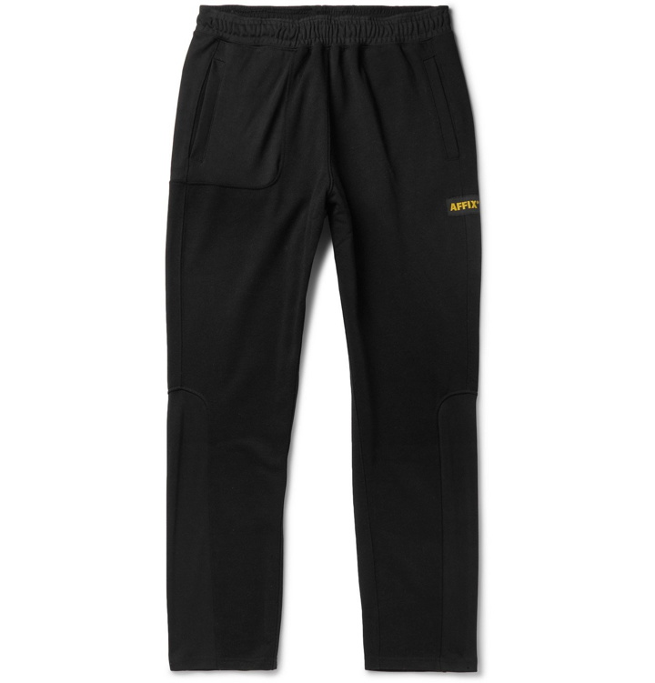 Photo: AFFIX - Tapered Logo-Appliquéd Fleece-Back Tech-Jersey Sweatpants - Black
