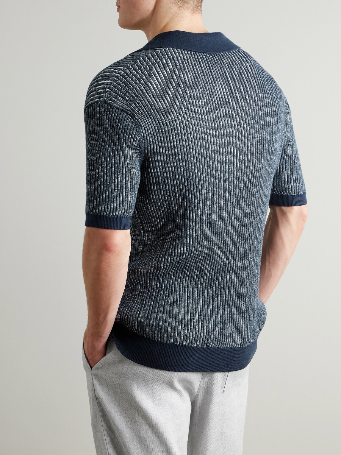 Frescobol Carioca - Rino Ribbed-Knit Cotton-Blend Polo Shirt - Blue
