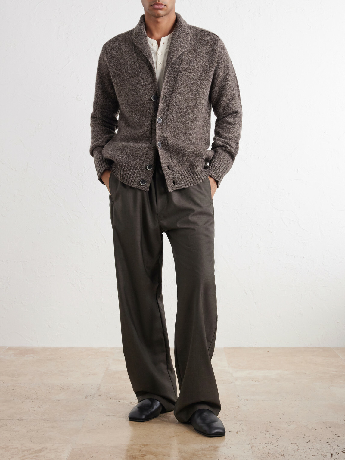 Altea - Shawl-Collar Wool and Cashmere-Blend Cardigan - Brown