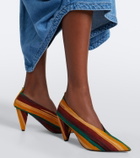 Loewe Origami Cubic striped leather pumps