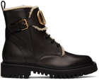 Valentino Garavani Leather & Shearling VLogo Combat Boots