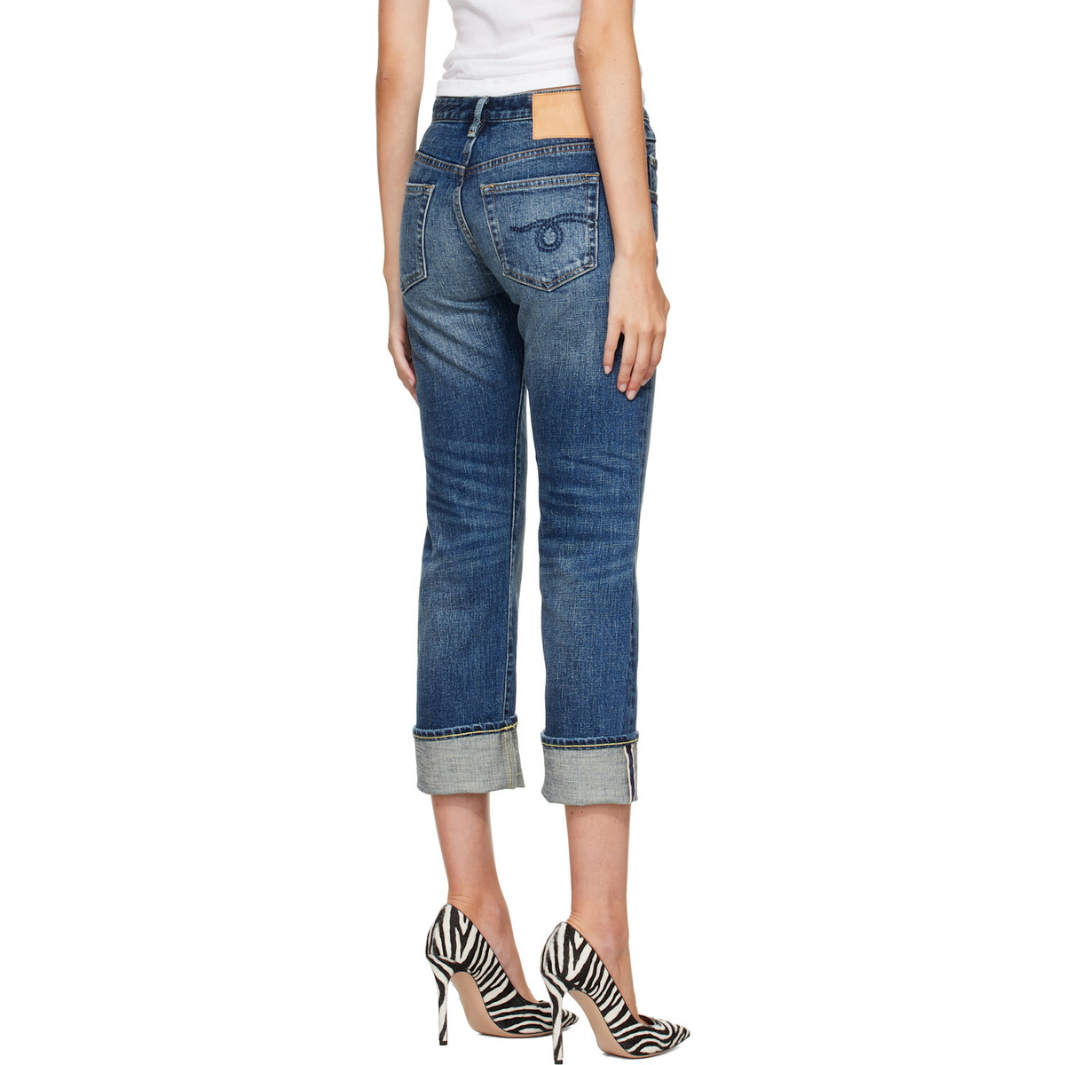 R13 Blue Cuffed Boy Straight Jeans
