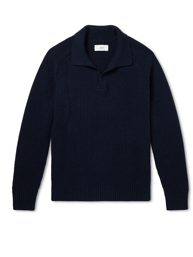 Photo: Mr P. - Ribbed Recycled Cashmere and Wool-Blend Sweater - Blue