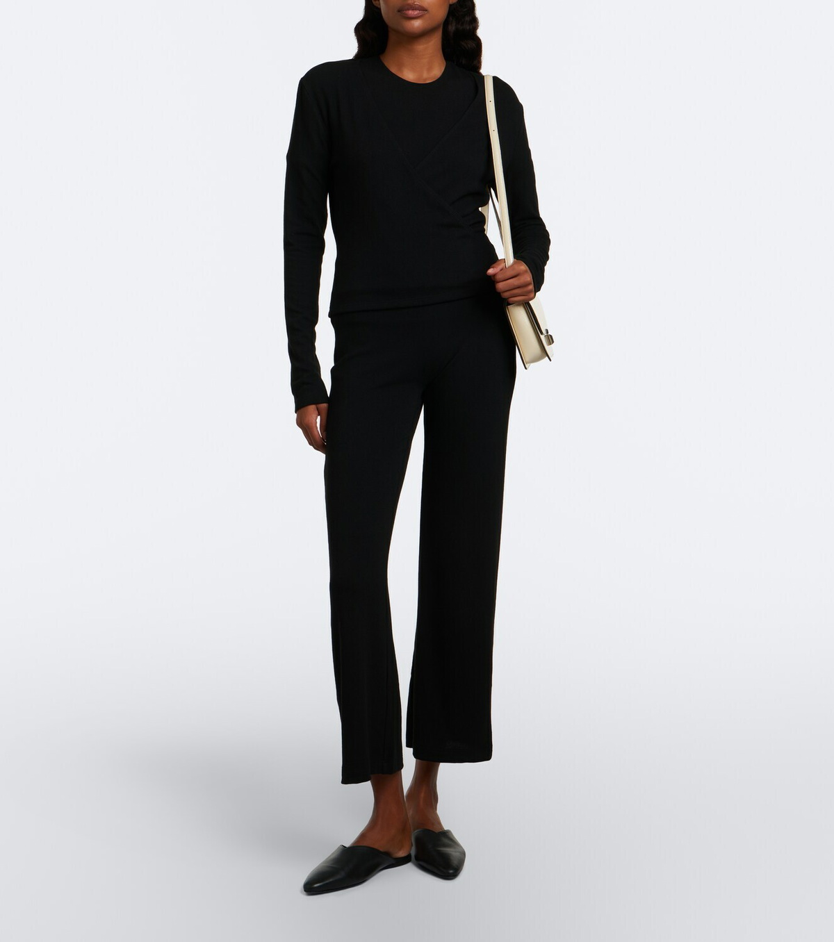 Leset Lauren cropped jersey flared pants