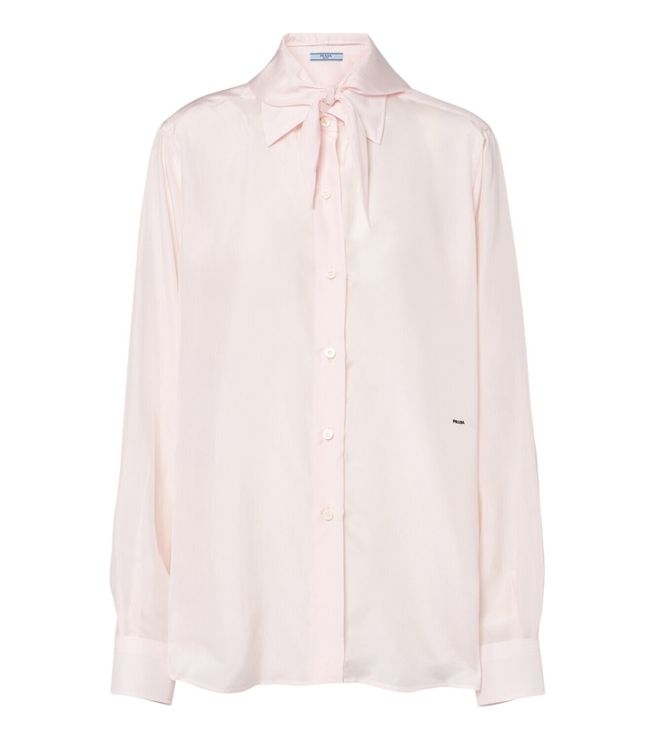 Photo: Prada Tie-neck silk poplin shirt