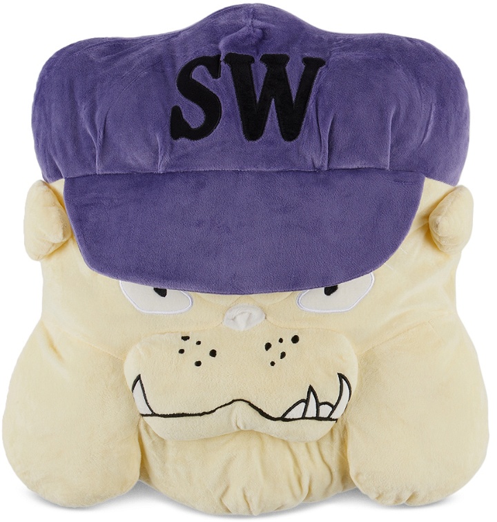 Photo: Saintwoods SSENSE Exclusive Off-White & Purple Dog Cushion