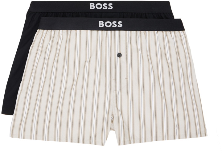Photo: BOSS Two-Pack Black & Beige Boxers