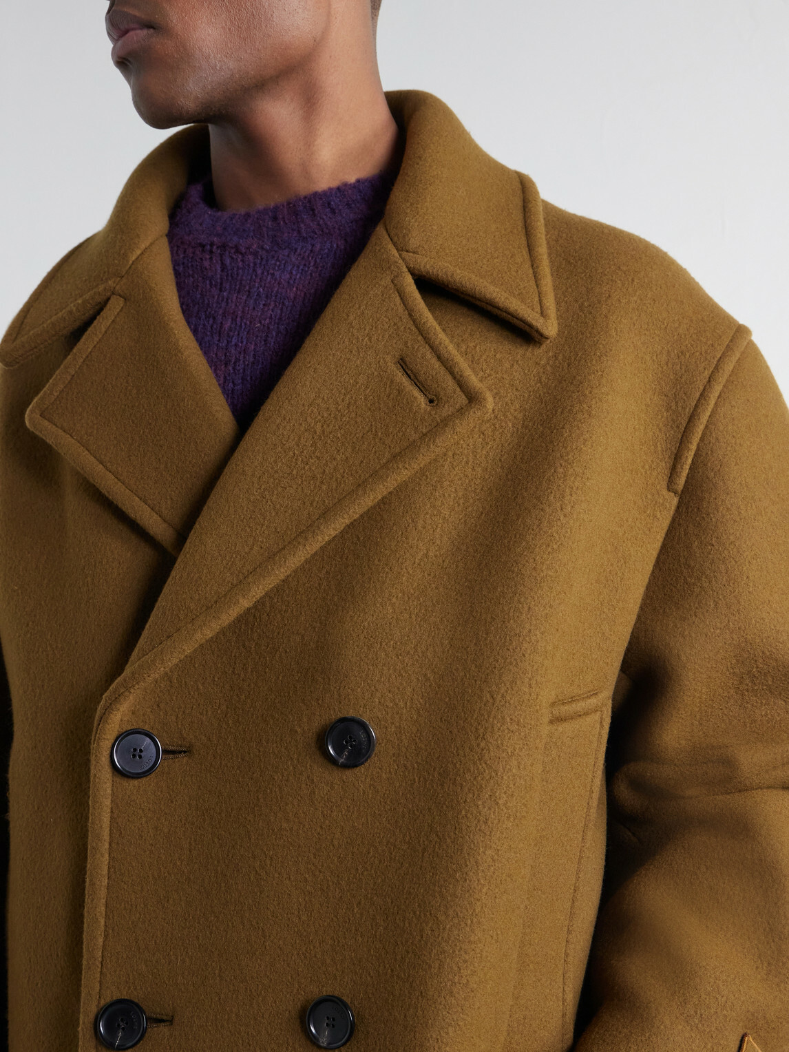 LOEWE - Double-Breasted Hooded Wool-Blend Felt Coat - Brown