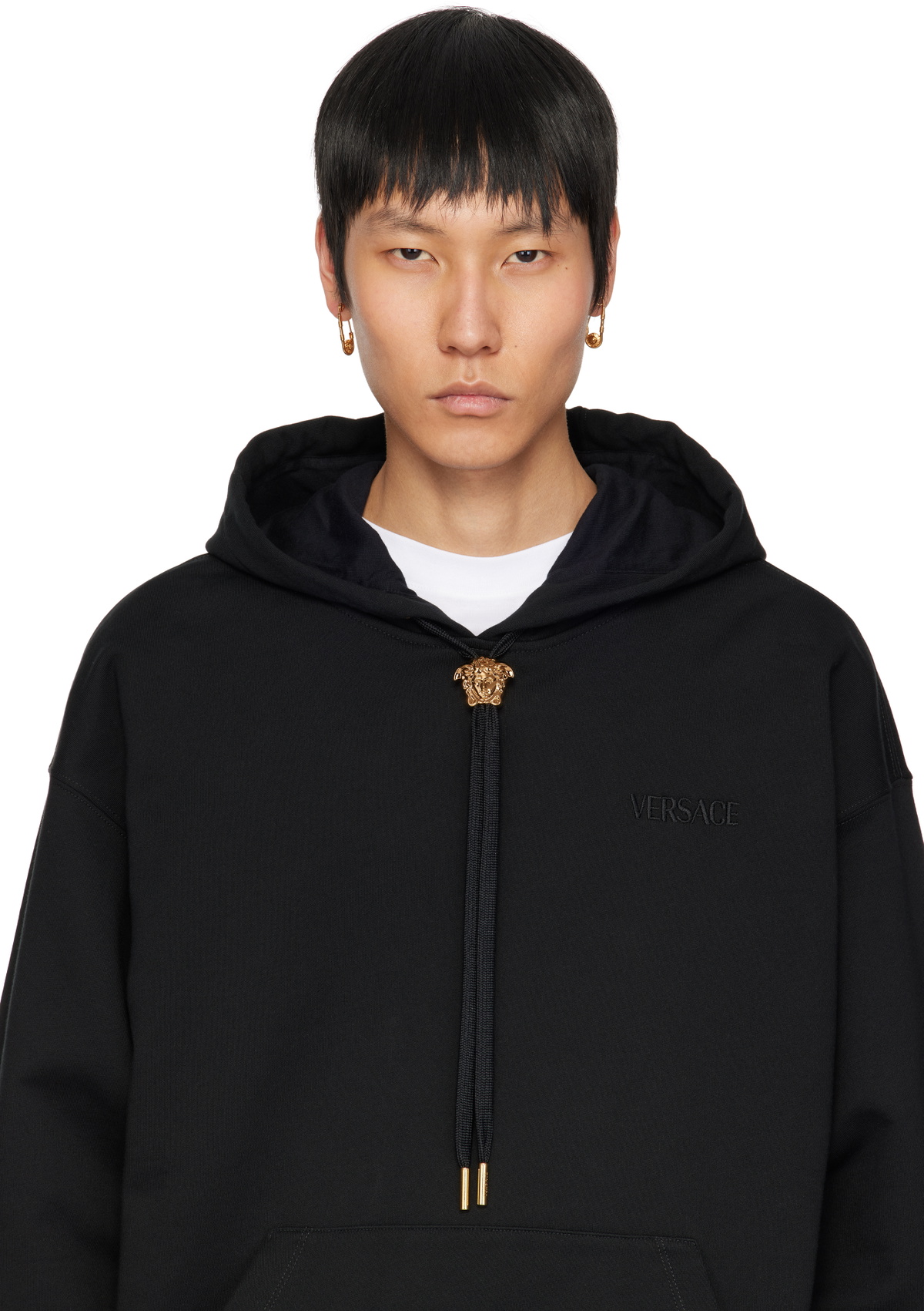 Versace Gold Safety Pin Earrings