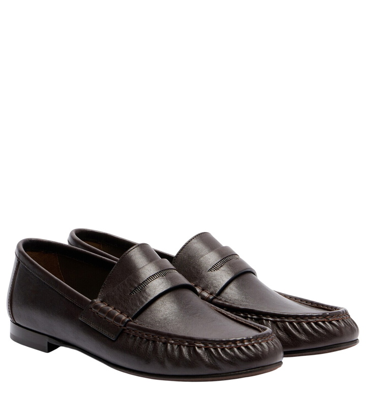Photo: Brunello Cucinelli Monili leather penny loafers