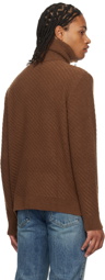 Solid Homme Brown Half-Zip Sweater