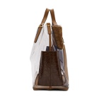 Fendi Transparent and Brown Leather and Fur Forever Fendi Patch Pocket Tote