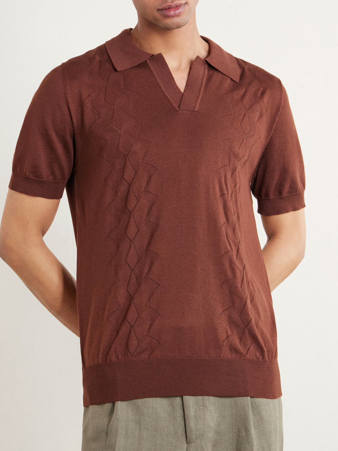 PIACENZA 1733 - Silk and Cotton-Blend Polo Shirt - Brown