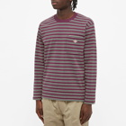 Danton Men's Long Sleeve Stripe T-Shirt in Purple Multi Stripe