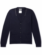 Valentino Garavani - Rockstud Embellished Wool Cardigan - Blue