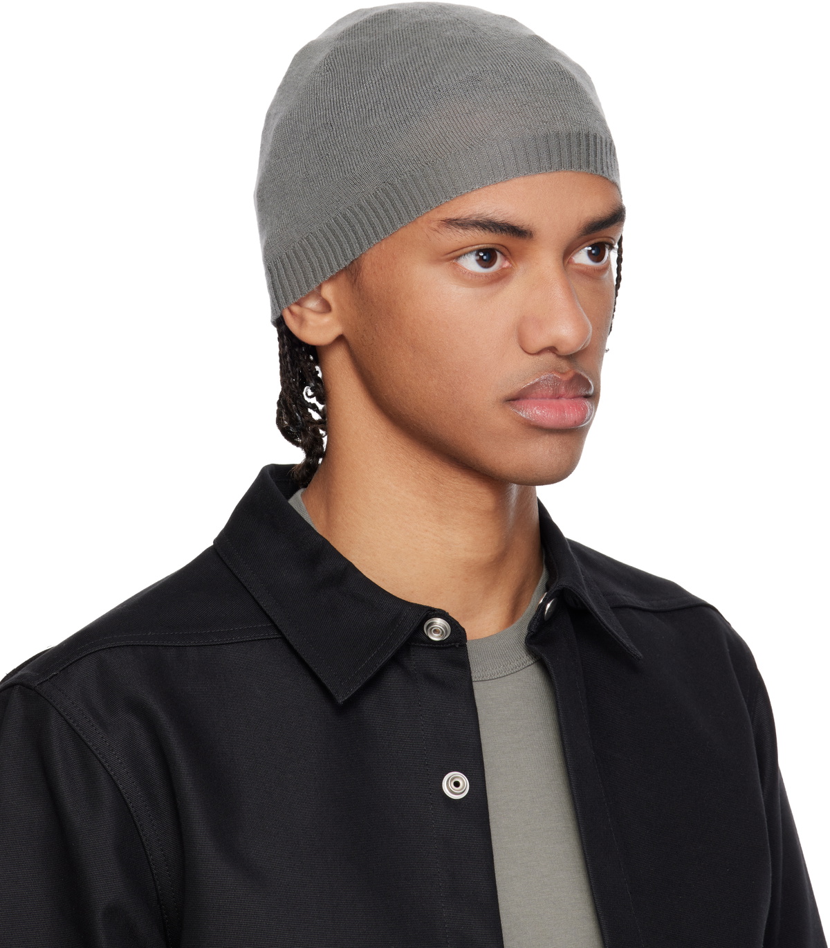 Rick Owens Gray Temple Rasato Knit Beanie