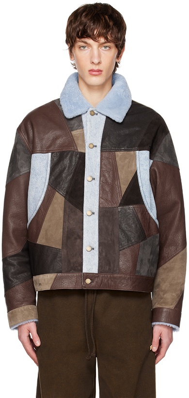 Photo: Acne Studios Brown Patchwork Leather Jacket