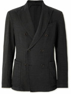 Barena - Sirocco Double-Breasted Cotton and Linen-Blend Suit Jacket - Black