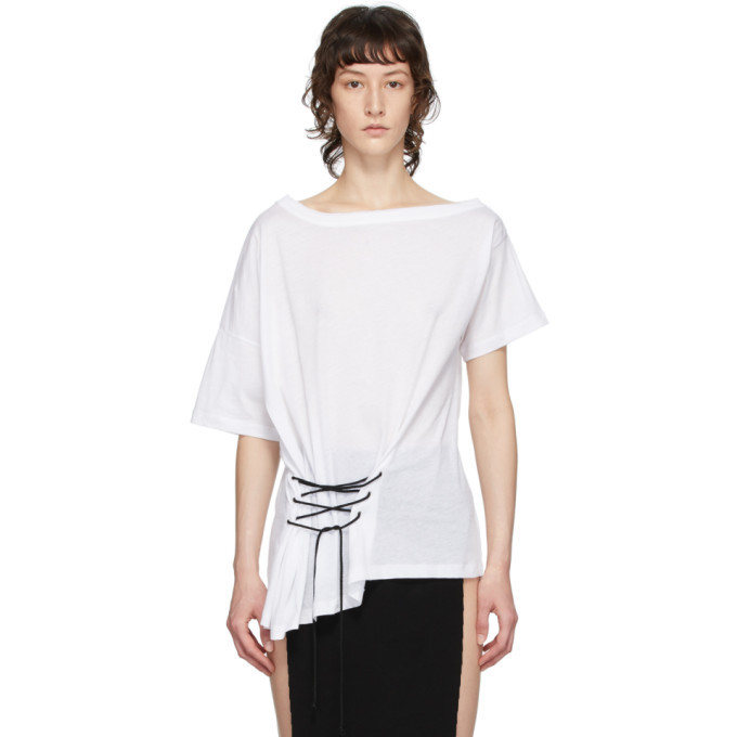 Ann Demeulemeester White Tie-Up T-Shirt Ann Demeulemeester