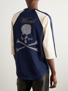 Mastermind World - Logo-Print Colour-Block Cotton-Jersey T-Shirt - Blue