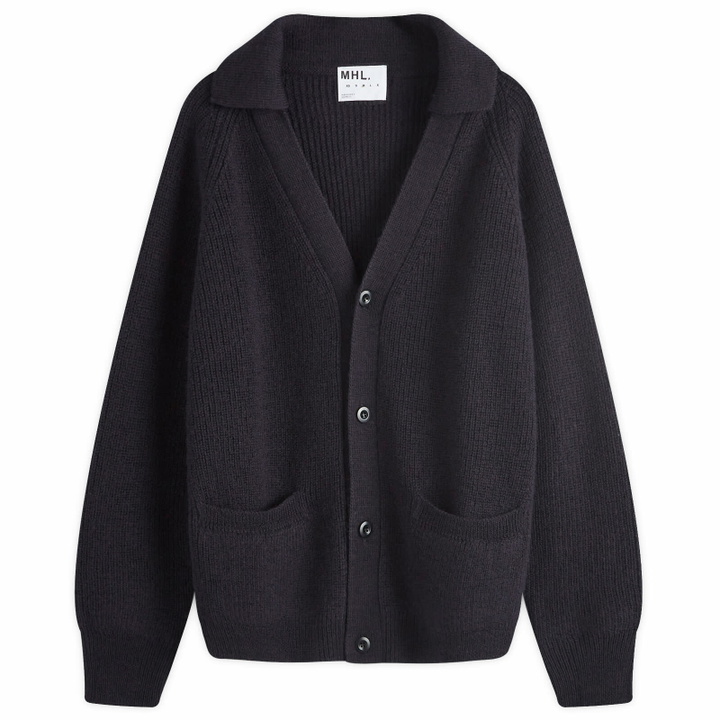 Photo: MHL by Margaret Howell Men's Collared Knit Cardigan in Ink