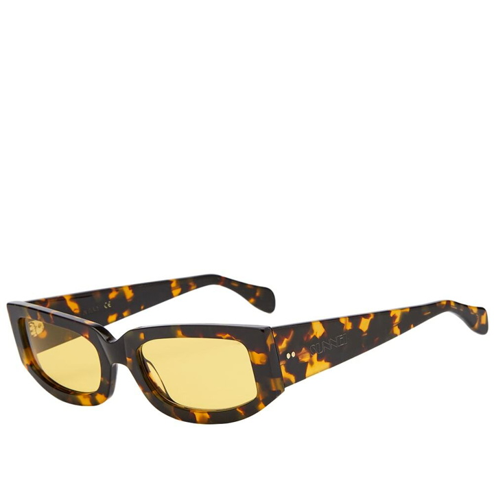 Photo: Sunnei Women's Square Frame Sunglasses in Turtle/Yellow