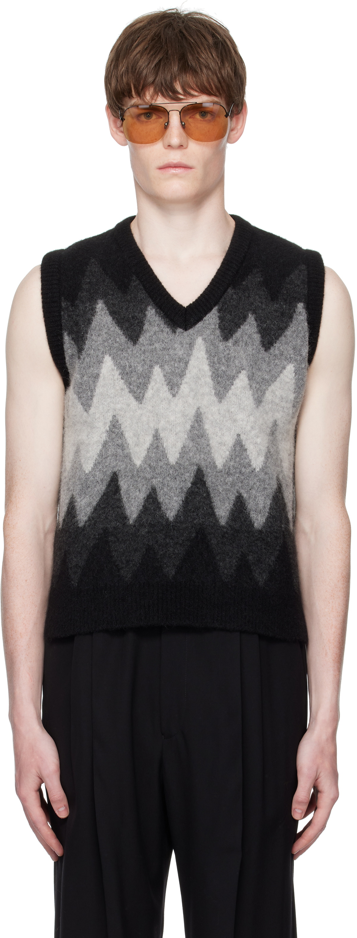 Ernest W. Baker Black & Gray Degrade Jacquard Vest