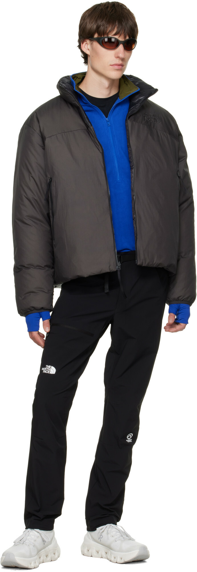 The North Face Gray Pertex Nuptse Reversible Down Jacket