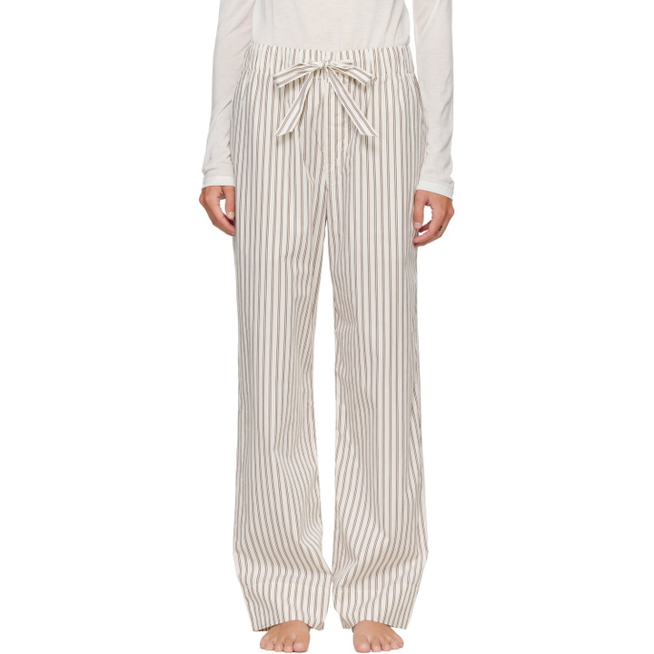 Photo: Tekla Off-White & Brown Poplin Pyjama Pants