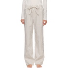 Tekla Off-White & Brown Poplin Pyjama Pants