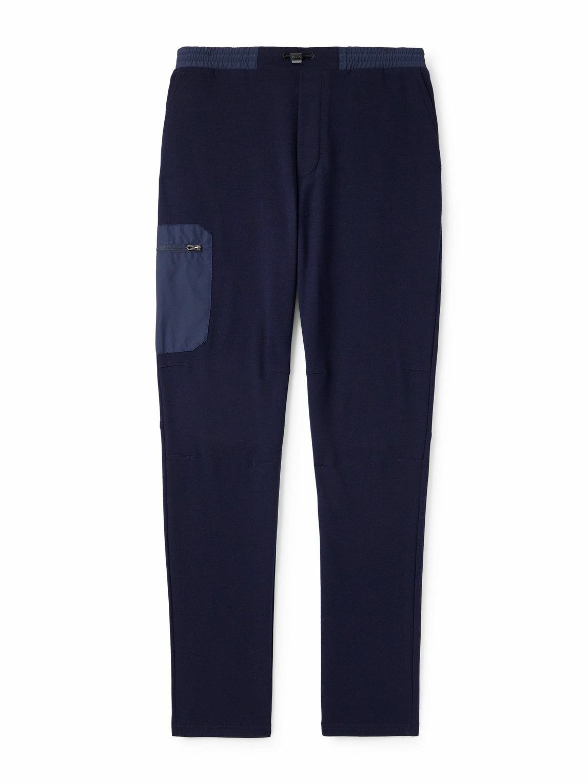 SEASE - Straight-Leg Shell-Trimmed Wool-Blend Drawstring Trousers - Blue