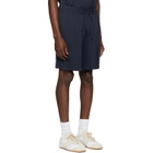 Casablanca Navy Viscose Monogram Shorts