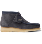 Clarks Originals - Wallabee Leather-Trimmed Brushed-Suede Desert Boots - Blue