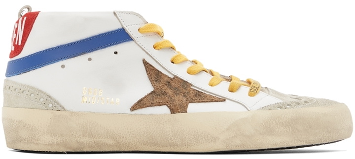 Photo: Golden Goose White & Black Mid Star Classic Sneakers