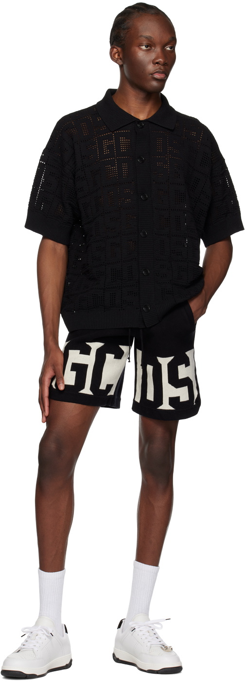 GCDS Black Monogram Polo
