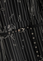 Lovebirds Printed Belted Cotton Midi Dress Black
