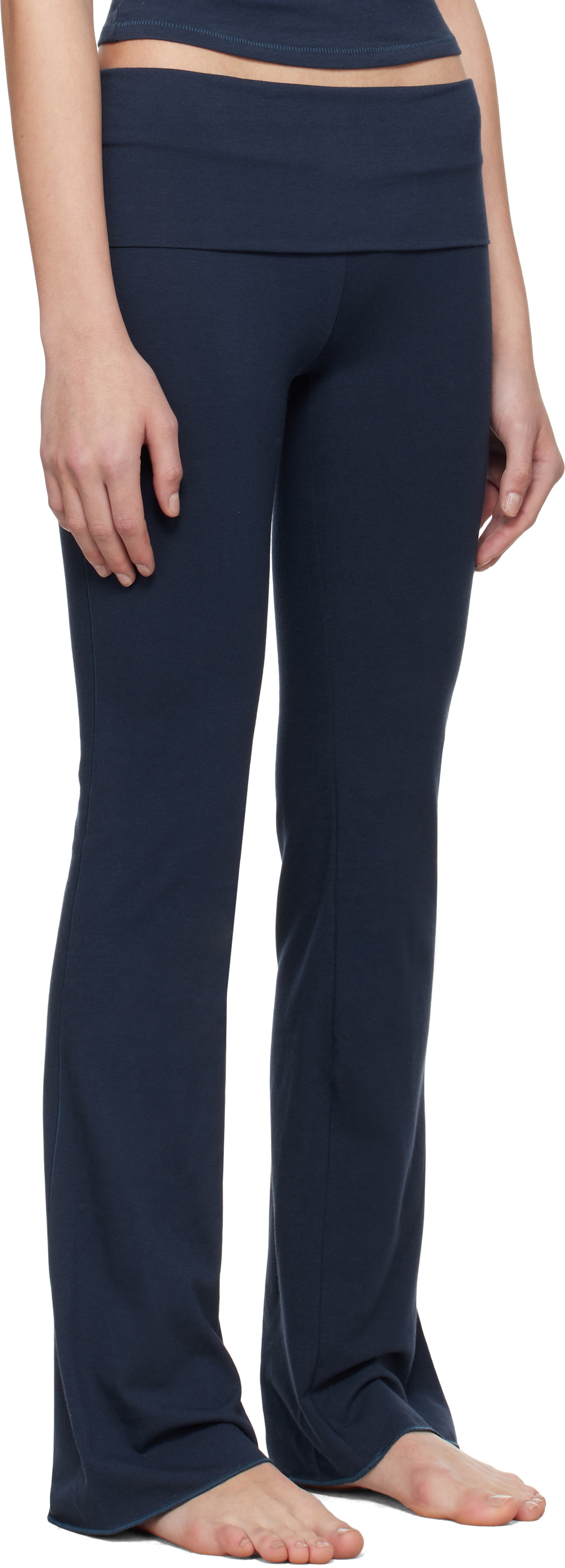 SKIMS Navy Cotton Jersey Foldover Lounge Pants