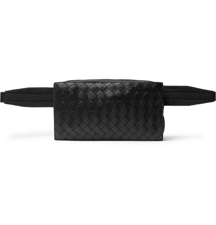 Photo: Bottega Veneta - Intrecciato Leather-Panelled Shell Belt Bag - Black