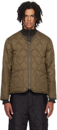 TAION Brown V-Neck Down Jacket