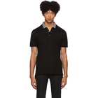 Salvatore Ferragamo Black Collar Print Polo