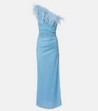Oséree Lumière Plumage one-shoulder maxi dress