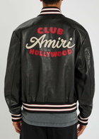 Amiri Club Amiri Appliquéd Leather Varsity Jacket Black
