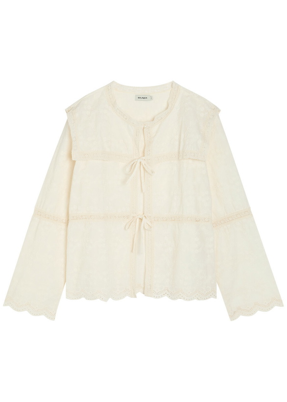Photo: Solaqua Iris Embroidered Cotton top Ivory