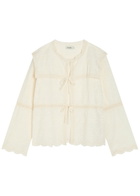 Solaqua Iris Embroidered Cotton top Ivory