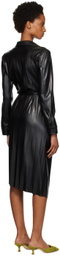 MSGM Black Faux-Leather Midi Dress