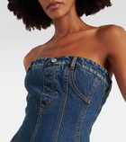 Alexander McQueen Fringed denim midi dress