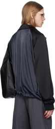 JiyongKim Navy & Black Draped Double Hem Jacket